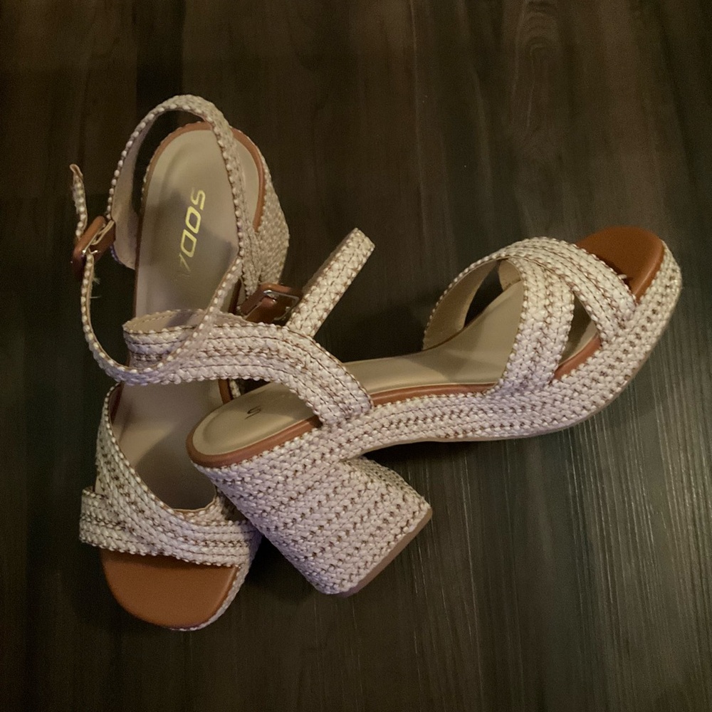 Soda Cream Platform Sandals with Chunky Heel